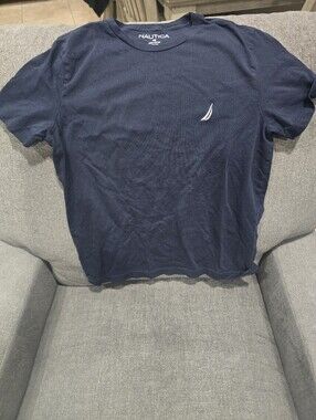 Nautica Men's Navy Short Sleeve Crew Tee with Sail Logo